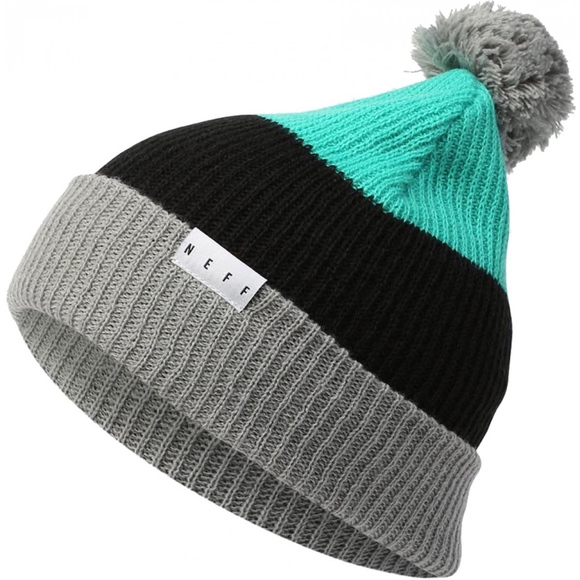 Neff Accessories - Neff Snappy Teal, Black & Grey Pom Beanie